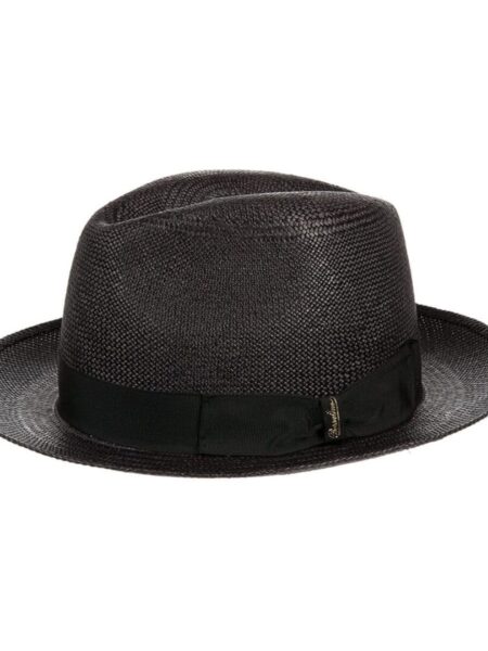 BORSALINO-black-color-Fedora-Panama-Quito-straw-hat.